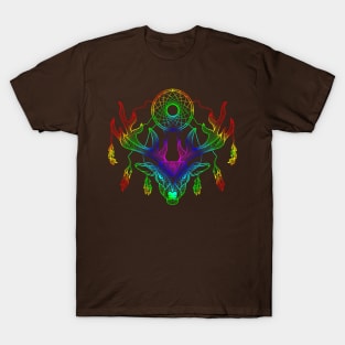 Mandala rainbow deer design with a deer designed in a mandala style T-Shirt